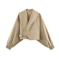 Nouvelle Collection Été 2026 – Veste Courte Femme Unie en Polyester Style Urbain avec Grand Col Revers W107 8924