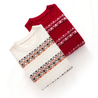 Pull en cachemire personnalisé de la série Feld Island pour femmes, pull décontracté à col rond en jacquard rétro, tricot ample