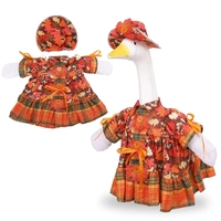 Autre costume de canard en plaid à feuilles d'érable pour animaux de compagnie, tenue élégante pour l'extérieur avec un grand chapeau