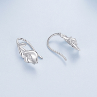925 argent Sterling Calla Lily fleur crochet boucles d'oreilles pour femmes, brillant Zircon goutte fleur boucles d'oreilles cadeau de fête de mariage BSE1215