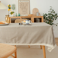 Nappes en lin personnalisées avec dentelle pour salle à manger, nappes en coton/plastique pour la maison, les fêtes et les mariages