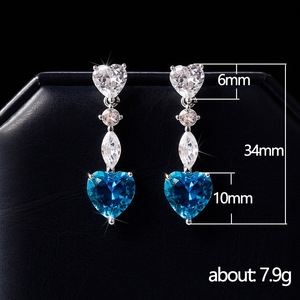 Orecchini Pendenti a Cuore con Zirconia Cubica Verde Smeraldo per Donne, Gioielli Eleganti e alla Moda - Product Image 6