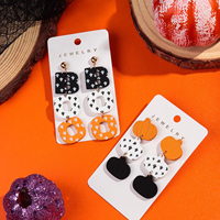 Funky mignon fantôme imprimer Orange citrouille Boo lettre gland boucle d'oreille mignon effrayant Halloween longues boucles d'oreilles en acrylique pour femmes filles