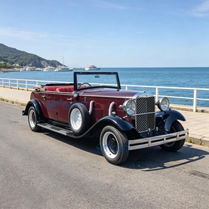 Voiture électrique de tourisme personnalisable rouge, style rétro classique, voiture électrique classique, voiture vintage - Product Image 1