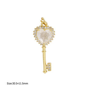 Liontin zirkon tembaga trendi Multi jenis aksesori zirkonia kubik bentuk mata bulan bintang liontin jimat Cinta desain campuran acak - Product Image 6