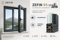 Fenêtre à battant horizontale moderne en aluminium à rupture de pont thermique, haute étanchéité, série 95, avec design graphique