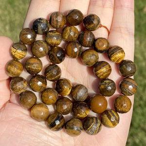 AAA + <span class=keywords><strong>pierre</strong></span> d'oeil de tigre jaune naturel rond Rondelle Cube à facettes coeur puce perles pour la fabrication de bijoux bracelets à bricoler soi-même collier 15" - Product Image 5