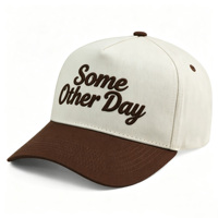 Casquette de baseball HBA54 en coton 100% à 5 panneaux, bicolore, à visière incurvée, broderie multi-textures, unisexe, pour sports de plein air, vente en gros