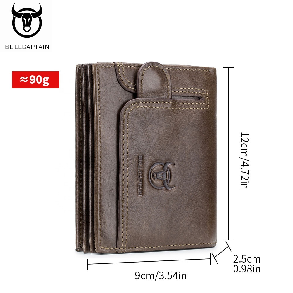 BULLCAPTAIN Men's Genuine Leather RFID-Blocking Bifold Wallet – Zippered Coin Purse & Card Holder - View 5
