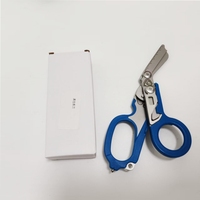 Ciseaux de sauvetage multifonctionnels d'urgence en acier inoxydable pliables avec règle et brise-vitre pour activités de plein air