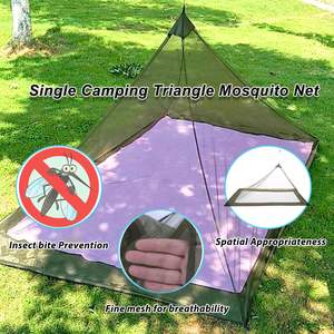 Mosquitera para exteriores, mosquitera para cama <span class=keywords><strong>de</strong></span> camping, mosquitera verde con bolsa <span class=keywords><strong>de</strong></span> almacenamiento, 4 estacas para el suelo, tienda <span class=keywords><strong>de</strong></span> campaña individual. - Product Image 3