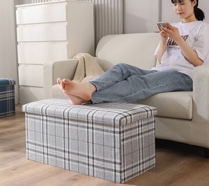 Pouf japonais portable, marchepied pliable, boîte de rangement rembourrée pour jouets, pour salon, chambre à coucher, en tissu - Product Image 3