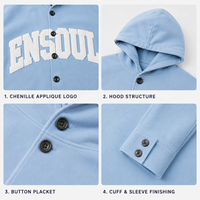 Vestes à capuche vintage pour hommes, logo brodé en chenille personnalisé, capuche structurée, coupe ample et décontractée, vestes streetwear, fabricants