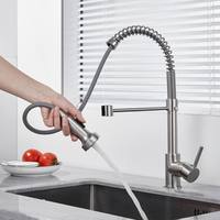 Robinet de cuisine noir mat commercial à levier unique avec douchette extractible à ressort pour évier de cuisine