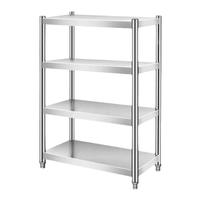 Étagère de rangement robuste à 4 niveaux en acier inoxydable massif, pour cantine scolaire, laboratoire, pharmacie, entrepôt frigorifique, garage