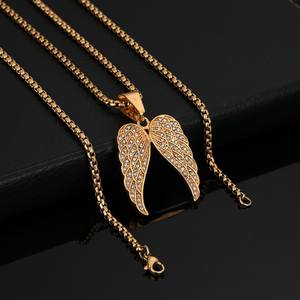 Liontin berlapis emas sayap berlian penuh perhiasan Hip-hop asli pabrik titik grosir baja Titanium liontin - Product Image 3