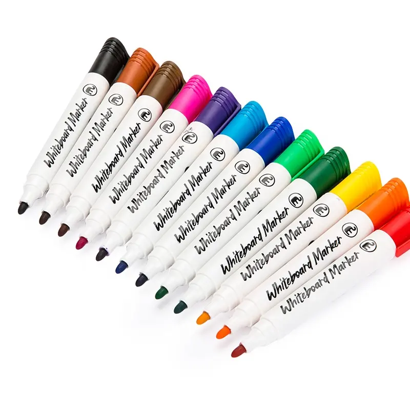 Toptan toksik olmayan çok renkli parlak kuru silinebilir beyaz tahta işaretleyici kalem
