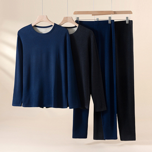 <span class=keywords><strong>Sous</strong></span>-vêtements thermiques en <span class=keywords><strong>laine</strong></span> mélangée à la soie pour homme - Édition automne/hiver, doublure en polaire, ensemble <span class=keywords><strong>thermique</strong></span> à manches longues épaissi pour homme - Product Image 2