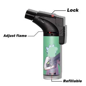 TECHNO-Briquet torche oblique à gaz de luxe rechargeable, 2023 Offre Spéciale, avec logo personnalisé OEM, flamme bleue puissante, vente en gros - Product Image 2