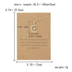 Hainon-Colgante con forma de luna y estrella para pareja, collar de circonita brillante, cadena de clavícula, 12 <span class=keywords><strong>meses</strong></span>, gran oferta - Product Image 3