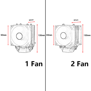 QiuzAim Silent 2 tubo de cobre 90mm disipador de calor 2011 VENTILADOR DE <span class=keywords><strong>CPU</strong></span> de computadora 4pin iluminación Control de temperatura X79 placa base Torre X99 - Product Image 6