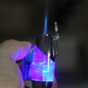 Accendino a Gas Creativo con Fiamma Blu, Accensione a Pressione, Trasparente, Visibile, Antivento, con Luce Blu - Product Image 1