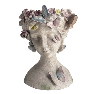 Ornements décoratifs européens créatifs pour la maison Vase de coiffure en forme de fleur Tête de déesse pouvant être plantée en résine artisanale - Product Image 1