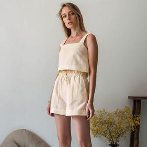 L'estate dei nuovi pantaloncini <span class=keywords><strong>a</strong></span> righe da donna Set di pigiama comodo abbigliamento Casual in tinta unita sopra il ginocchio abbigliamento alla moda - Product Image 4