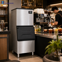 Máquina de Hielo Comercial de 450 kg/24 h con Contenedor de 250 kg, Máquina de Cubitos de Hielo para Restaurante y Hotel