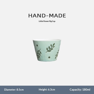 แก้วเซรามิกญี่ปุ่นลายเพ้นท์มือสุดหรู 180 มล. พร้อมหูจับ สำหรับลาเต้อาร์ตและกาแฟ เหมาะสำหรับร้านกาแฟ - Product Image 5