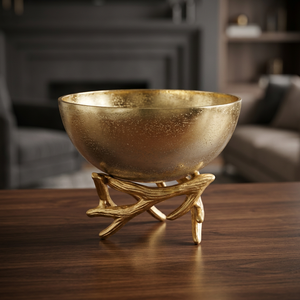 Aluminum gold unbreakable twig bowl for best serving and decoration home decor wedding decoration - Indian Home Crafts - Product Image 3