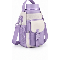 Sac isotherme pour bouteille d'eau en polyester avec doublure en aluminium et poche pour téléphone, idéal pour les activités de plein air