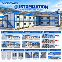 VICDOWEX Bâtiment préfabriqué modulaire contemporain de type K, épaissi, personnalisé pour camp de construction, bureau et dortoir de travailleurs