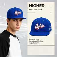 Casquette Snapback Bleue Structurée avec Broderie 3D, Chapeau Hip Hop, Fermeture à Clip en Plastique Réglable, Casquette Snapback pour Hommes et Femmes, Mode Urbaine