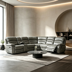 Canapé d'angle inclinable moderne en similicuir, sectionnel, pour home cinéma, salon ou salle de séjour - Product Image 5