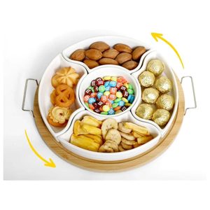<b>Ceramic</b> dried fruit platter combination, multi-compartment fruit <b>plate</b>, creative snack <b>plate</b> for living room, candy <b>plate</b>, - Product Image 1