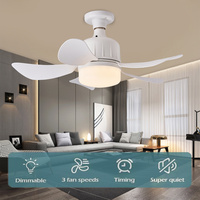 Ventilateur de plafond LED en plastique avec moteur DC, télécommande, variateur d'intensité moderne, ampoule E27, 5 pales, cuisine, salon, chambre