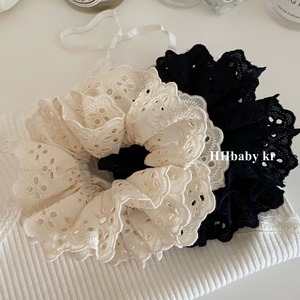 Zhao Lusi's same style white ballet-style hollowed-out lace hair tie, fabric scrunchie, Korean style scrunchie - Product Image 1