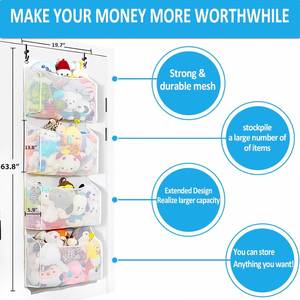 Organizador de Peluches para Colgar en la Puerta, Ganchos Ajustables que No Dañan, Diseño 3D con Gran Capacidad para Guardar Peluches y Juguetes de Peluche - Product Image 2