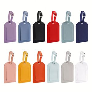 Wholesale Luxury Brown Gifts Faux Leather Suitcase Bag Tag Custom Print Travel Baggage Pu Leather Luggage Tags - Product Image 2