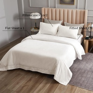 Vente flash : Ensemble de draps rafraîchissants respirants en microfibre 100% polyester, 4 pièces, blanc, pour lit d'hôtel - Product Image 2