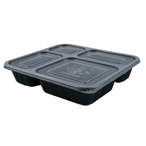 Boîte à emporter jetable en plastique à quatre compartiments, épaissie, multi-sections, pour usage commercial, type bento pour restauration rapide - Product Image 1