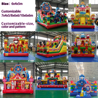 Château gonflable commercial d'extérieur pour enfants et tout-petits, thème parc à thème de dessins animés, avec toboggan
