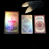 Édition anglaise personnalisable : Jeu de cartes de tarot Lenormand vintage à feuilles d'or, 40 cartes, jeu de table en PVC, emballage en boîte couleur