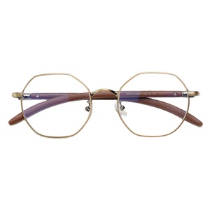 Fashion Retro Wood Grain Polygon Metal Myopic <strong>Frames</strong> Artistic Men's and Women's Blue Flat <strong>Frame</strong>
