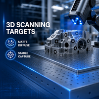 Marcadores de Escaneo 3D con Acabado Mate de 0.4mm y 2mm, Puntos de Referencia, 100 Piezas/Hoja para Fotogrametría de Precisión y Modelado con Escáner 3D