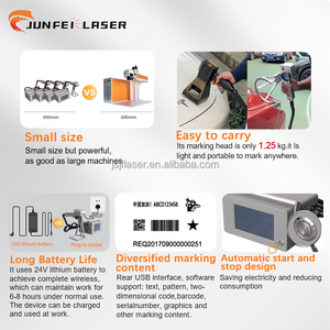 Junfei OEM cầm tay sợi máy <span class=keywords><strong>laser</strong></span> kim loại đánh dấu 30 Wát 50 Wát kích thước nhỏ xách tay cho Phụ Kiện Xe Hơi Máy khắc trên mã - Product Image 5