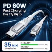 Kabel Pengisian Cepat USB C ke C Grosir PD 60W 3A, Kabel Sinkronisasi Data 480Mbps Silikon Aluminium untuk Ponsel Tablet Laptop