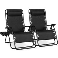 Chaise zéro gravité robuste de 300 lb avec table latérale grande et inclinable réglable