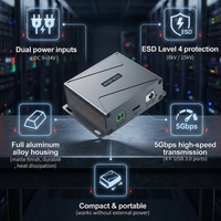 A-4A30M4 Hub USB 3.0 industriel haute vitesse 5 Gbps à 4 ports, en métal, avec bloc de bornes 2P et double alimentation CC pour serveur et laboratoire